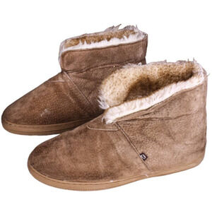 Lamo Mens Suede Ankle Boots Booties Brown Leather Faux Fur Lining Slip O…